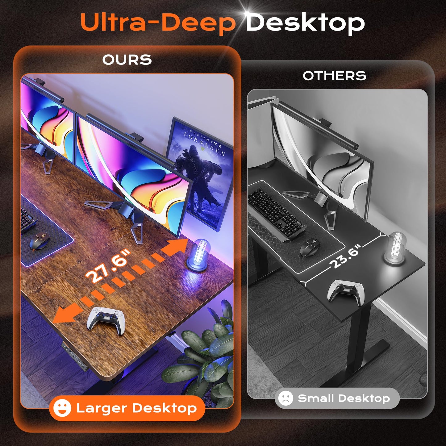 Huuger 61 x 28 Large Electric Standing Desk, Height Adjustable Computer Desk and Drafting Chair with Back Bundle