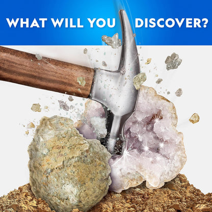 National Geographic Geode Science Kit - Break Open 15 Premium Geodes with Goggles & Stands | Perfect STEM Gift for Kids