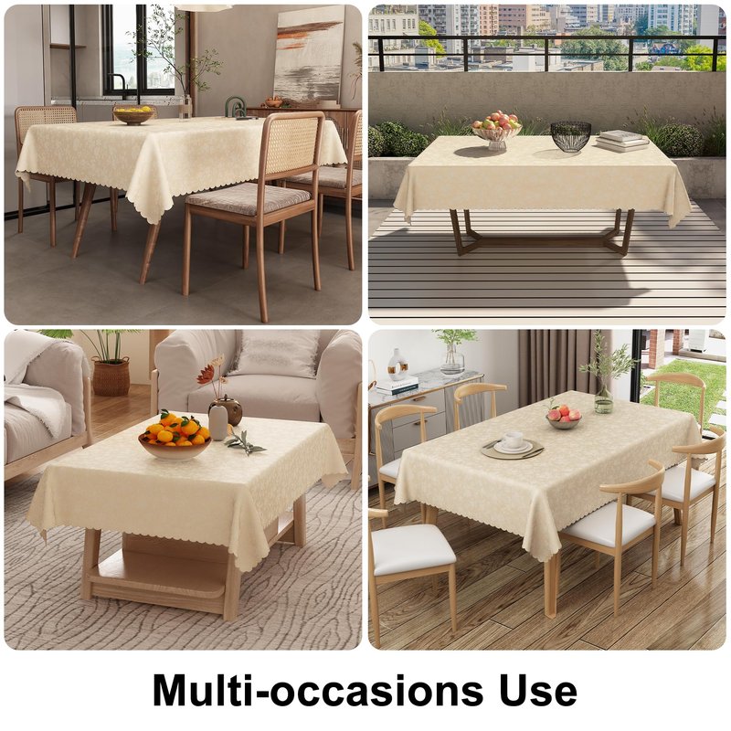 Smiry Rectangle Table Cloth, Waterproof Heavy Duty Vinyl Tablecloths, Wipeable Washable Table Cover for Kitchen and Dining Room (Beige, 52" X 70")