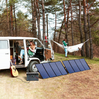 ALLPOWERS SP029 140W Portable Solar Panel Charger for Laptop Cellphone, Waterproof IP65 Foldable Solar Panel with 5 Output, for Solar Generator, Power Bank, 12V Car Battery