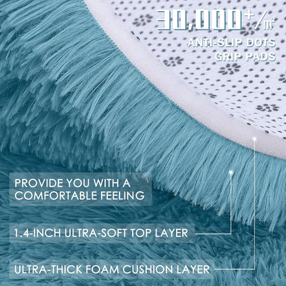 OLANLY Large Area Rug - Soft Fluffy Shaggy Carpet for Living Room & Bedroom | 5x7 Slate Blue