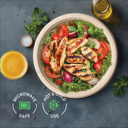 100% Compostable Paper Plates, Heavy Duty Disposable Plates [125-Pack] 9 Inch Plates - Eco-Friendly, Biodegradable Sugarcane Bagasse, Natural Unbleached Brown 9" Dinner Paper Plate Disposable