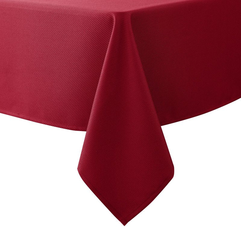 Biscaynebay Textured Fabric Christmas Rectangle Table Cloth 90x132 Inch, Red Water Resistant Tablecloths for Dining, Kitchen, Wedding and Parties, Machine Washable