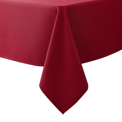 Biscaynebay Textured Fabric Christmas Rectangle Table Cloth 90x132 Inch, Red Water Resistant Tablecloths for Dining, Kitchen, Wedding and Parties, Machine Washable