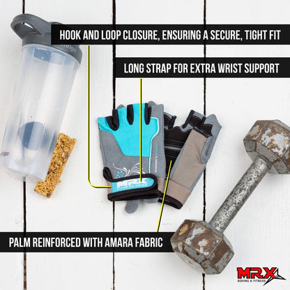 MRX BOXING & FITNESS Weight Lifting/Exercise Grip Gloves for Women, Great for Workouts, Weight Training and More, Sky Blue X-Large