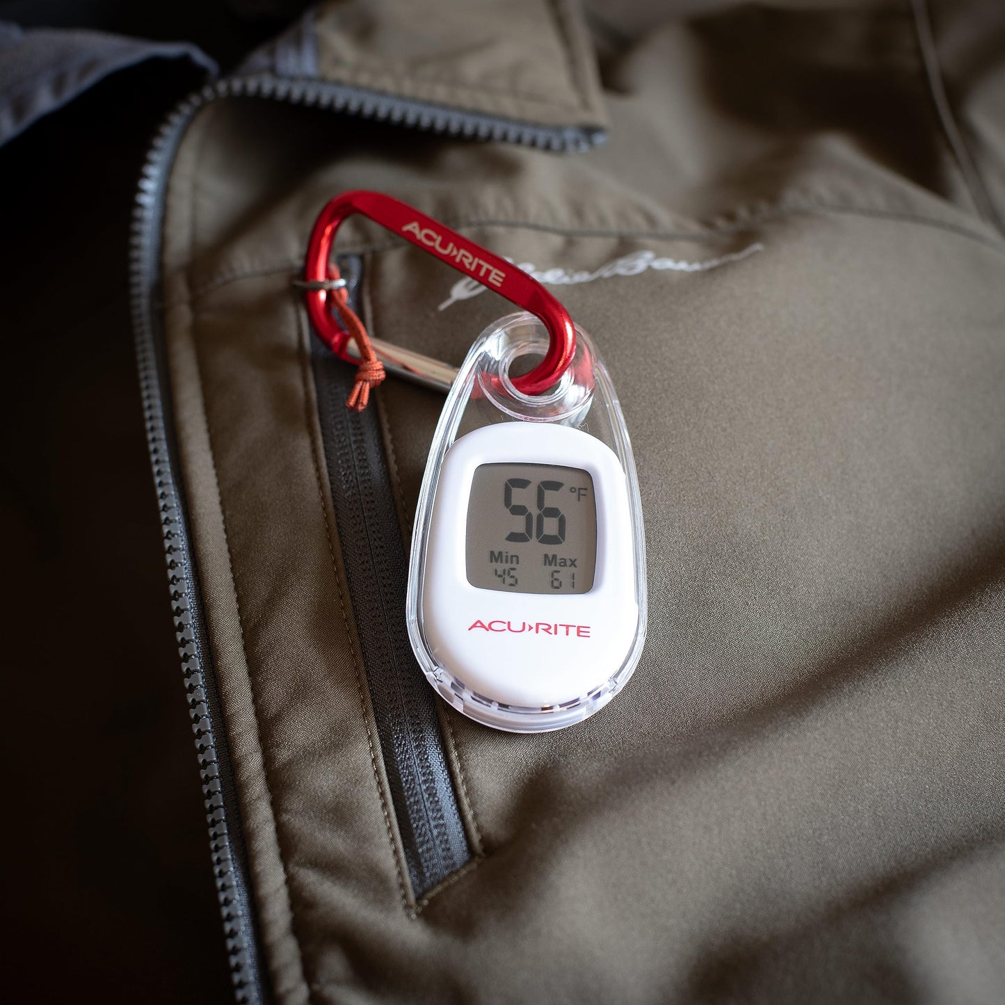 AcuRite Portable Digital Thermometer for Indoor or Outdoor Temperature with Carabiner Clip (00333)