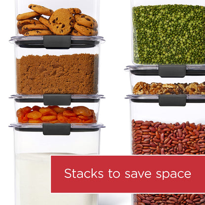 Rubbermaid Brilliance 16-Cup Airtight Food Storage Container with Lid Clear/Grey - optimal for pantry organization flour sugar and food storage