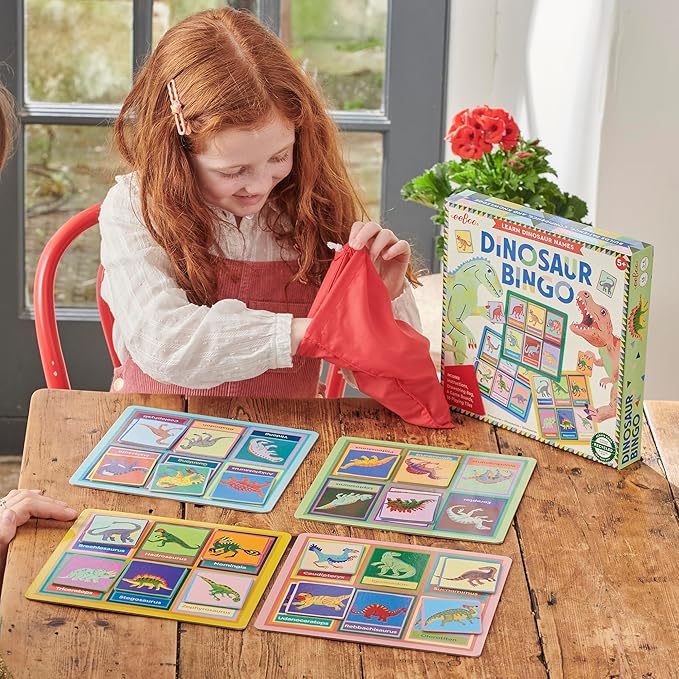 eeBoo: Dinosaur Bingo for Kids Ages 5+ Prehistoric Theme Learning Game That Teaches Dinosaur Names &amp Builds Vocabulary