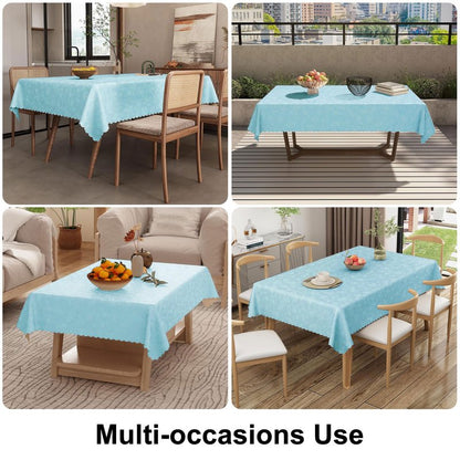 Smiry Rectangle Table Cloth, Waterproof Heavy Duty Vinyl Tablecloths, Wipeable Washable Table Cover for Kitchen and Dining Room (Light Blue, 60" X 102")