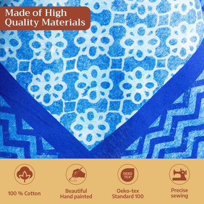 Maison d' Hermine Table Cloth Rectangle Table 100% Cotton 70 x 120 Inches Tablecloth Reusable Decorative for Dining Kitchen Room Farmhouse Home Gifts for Mothers Day Spring Summer - Indigo Love