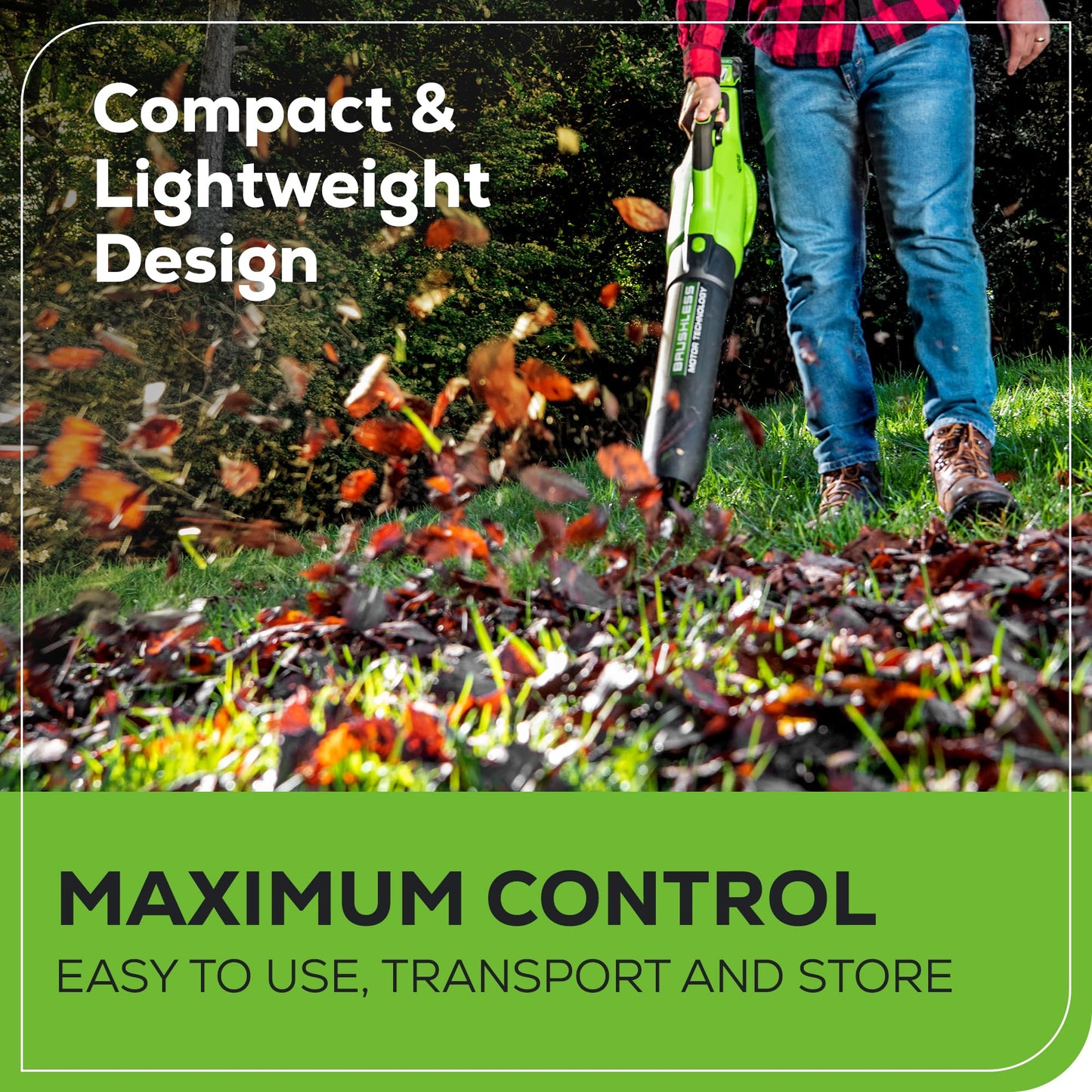 Greenworks 40V (130 MPH / 550 CFM ) Brushless Axial Leaf Blower, Ultra-Powerful for Wet Leaves, Heavy Debris, Gravel and Driveway Snow, Includes 4.0Ah Battery and Charger