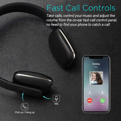 August Wireless Headphones - Cordless Bluetooth Headset with Microphone,Black