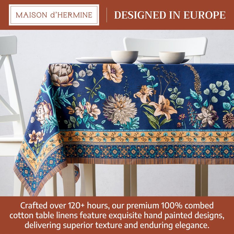Maison d' Hermine Premium Table Cloth Rectangle Table 100% Combed Cotton 90 x 70 Inches Tablecloth Reusable Decorative for Dining Room, Farmhouse, Home, Party, Festive & Wedding - Artichoke
