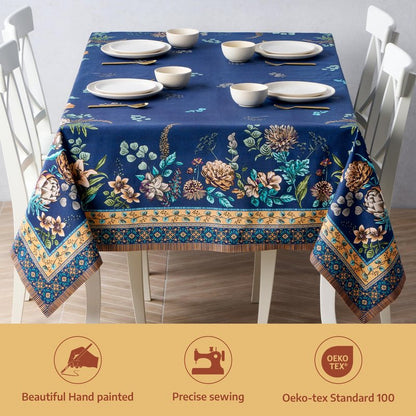 Maison d' Hermine Premium Table Cloth Rectangle Table 100% Combed Cotton 90 x 70 Inches Tablecloth Reusable Decorative for Dining Room, Farmhouse, Home, Party, Festive & Wedding - Artichoke
