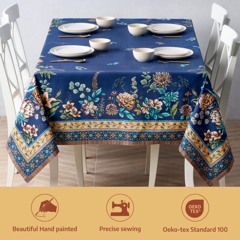 Maison d' Hermine Premium Table Cloth Rectangle Table 100% Combed Cotton 108 x 70 Inches Tablecloth Reusable Decorative for Dining Room, Farmhouse, Home, Party, Festive & Wedding - Artichoke
