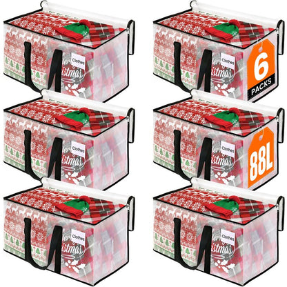 RoomHacks Heavy Duty Clear Moving Bags with Reinforced Handle and Double Zipper, Storage Totes, Packing Bags Alternative to Moving Essential and Supplies Box, Clear, Large, 6 Packs