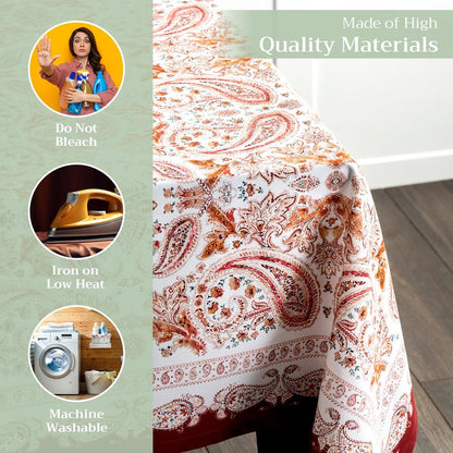 Maison d' Hermine Table Cloth Rectangle Table 100% Cotton 54 x 72 Inches Fall Tablecloth Reusable Everyday Use for Thanksgiving Christmas Decorations Dining Farmhouse Party (Orient)