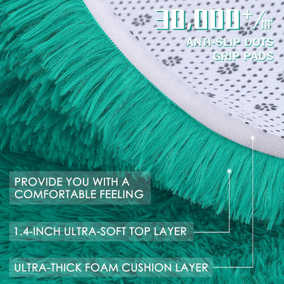 OLANLY Small Bedside Rug - Soft Fluffy Shaggy Indoor Carpet for Bedroom & Living Room | Teal Green