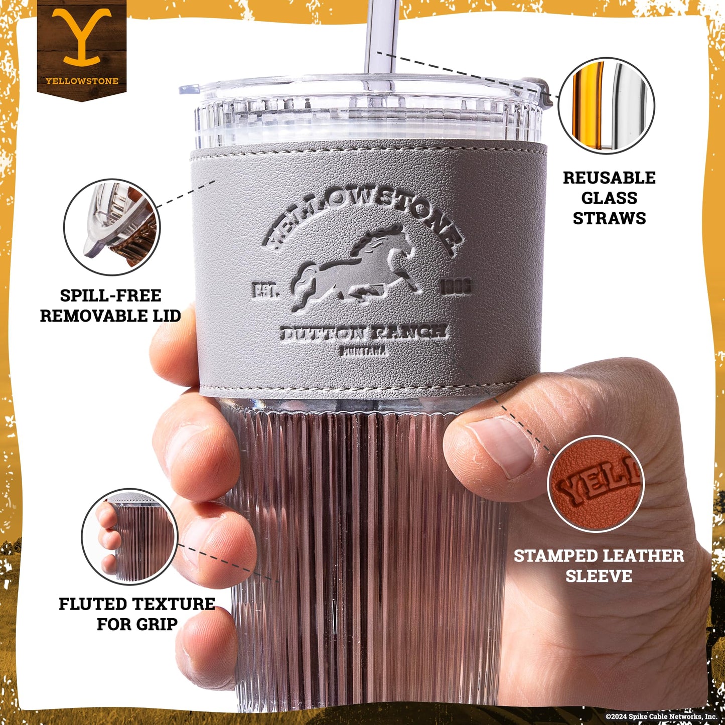 Dragon Glassware x Yellowstone Drinking Glasses, 16 oz Set of 2