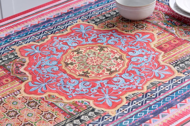 Maison d' Hermine Table Cloth Rectangle Table 100% Cotton 54 x 72 Inches Fall Tablecloth Reusable Everyday Use for Thanksgiving Christmas Decorations Dining Farmhouse Party (Ispahan)