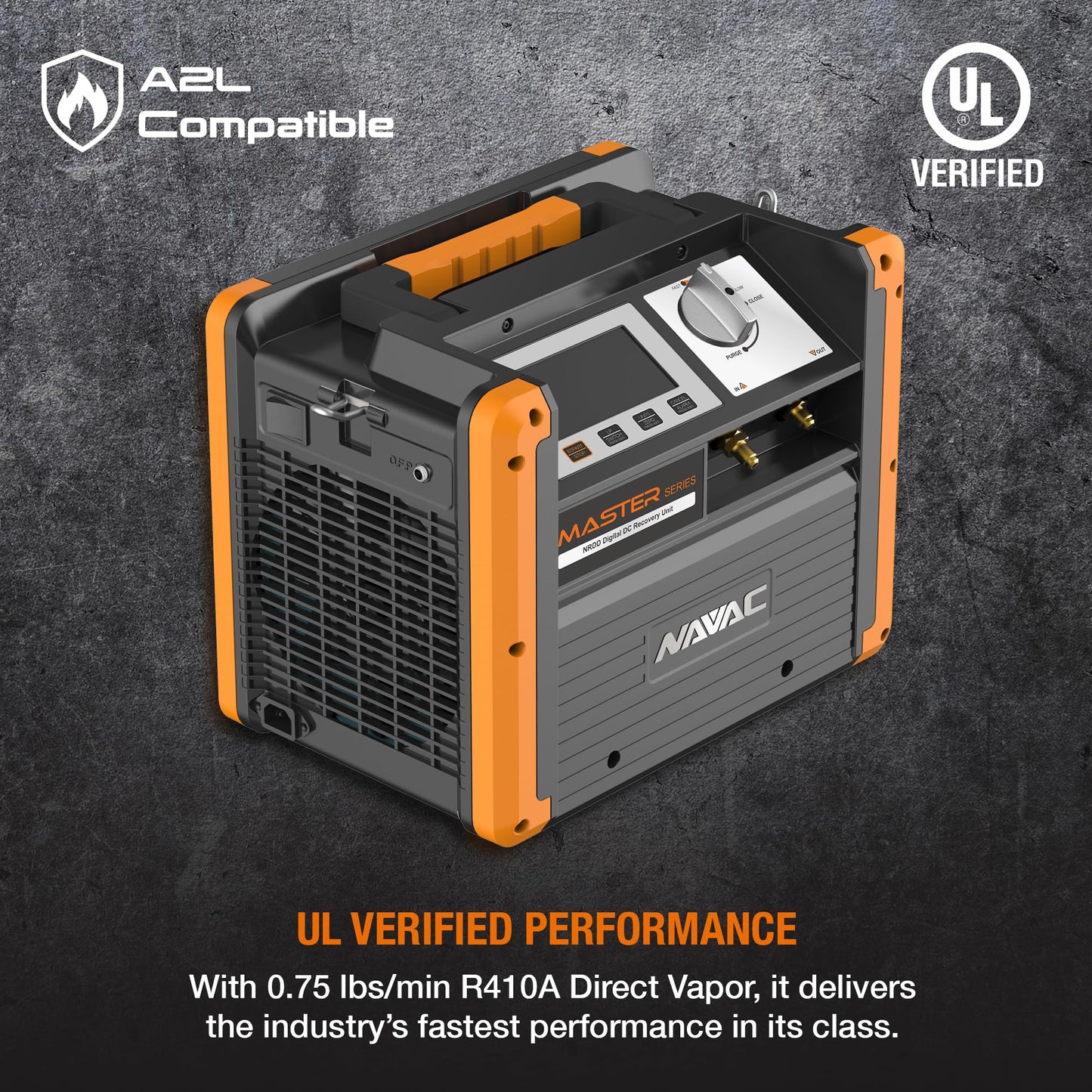 NAVAC NRDD Recovery Unit - Twin Cylinder, HVAC Recovery Machine, Master Series, AC Recovery Unit for Freon, Large Backlit Digital Interface, Refrigerant and HVAC System Maintenance, A2L Compatible
