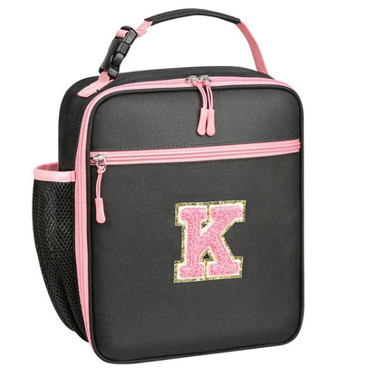 WOBAGMEN Initial Lunch Box for Women Girls,Insulated Lunch Bag with Monogram Letter,Cute Personalized Thermal Lunch Box for Teens Kids Adult for Work Camping Back to School Gift (pink, K)