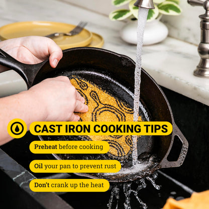 Lodge 10.25 Inch Cast Iron Skillet – Pre-Seasoned Frying Pan with Teardrop Handle – Oven, Stovetop, Grill & Campfire Use – Made in USA – Durable, Non-Toxic, Even-Heating Cookware – Black