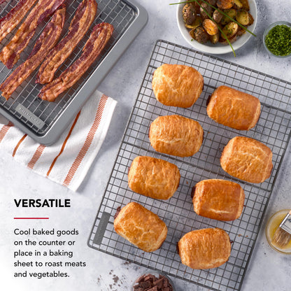 KitchenAid Nonstick Aluminized Steel Cooling Rack, Dishwasher Safe, Contour Silver, 13x18 Inch