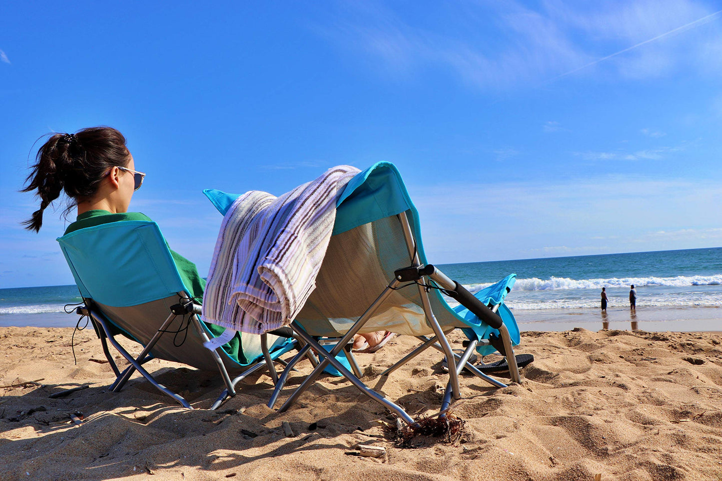 Nice C Low Beach Camping Folding Chair, Ultralight Backpacking Chair with Cup Holder & Carry Bag Compact & Heavy Duty Outdoor, Camping, BBQ, Beach, Travel, Picnic, Festival (Set of 1 Blue)