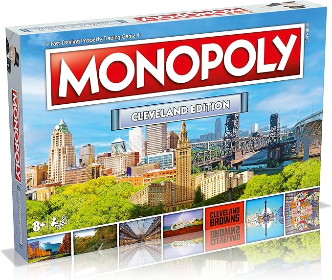 Monopoly Board Game Cleveland Monopoly Edition: 2-6 Players Family Board Games for Kids and Adults Board Games for Kids 8 and up for Kids and Adults Ideal for Game Night