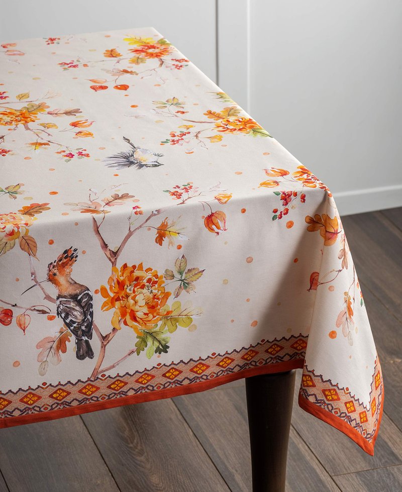 Maison d' Hermine Table Cloth Square Table 100% Cotton 60 x 60 Inches Fall Tablecloth Reusable Everyday Use for Thanksgiving Christmas Decorations Dining Farmhouse Party (Kelim - Prairie)