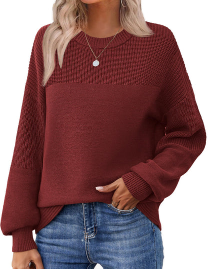 Zeagoo Women's 2025 Fall Chunky Knit Sweater Oversized Crewneck Long Sleeve Winter Cotton Pullover Sweaters Jumper Tops