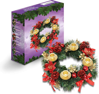 Red Berry Christmas Advent Wreath - Festive Centerpiece Decor with Advent Candles | Holiday Decoration