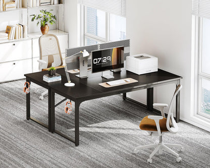 Coleshome 55 Inch Computer Desk, Modern Simple Style Desk for Home Office, Study Student Writing Desk, Black