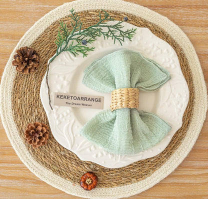 Keketoarrange Cheesecloth Napkins 17x17 Inches Cloth Napkins Handmade Reusable Washable for Dinner Wedding Baby Bridal Shower Party Boho Decorations Bulk Set of 6 Sage Green