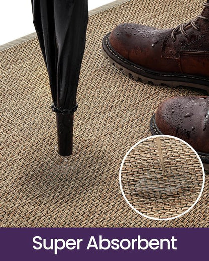 DEXI Ultra Thin Indoor Door Mat - Non-Slip Rubber Backing, Easy Clean Dirt Trapper | 24x36, Beige