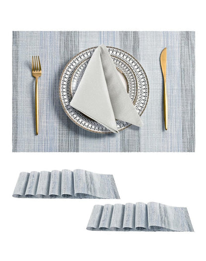 Leetaltree LightSteel Blue Placemats Set of 12 - Heat Resistant Non-Slip Place mats for Dining Table, Washable Durable PVC Vinyl Woven Table Mats（LightSteel Blue, 12）