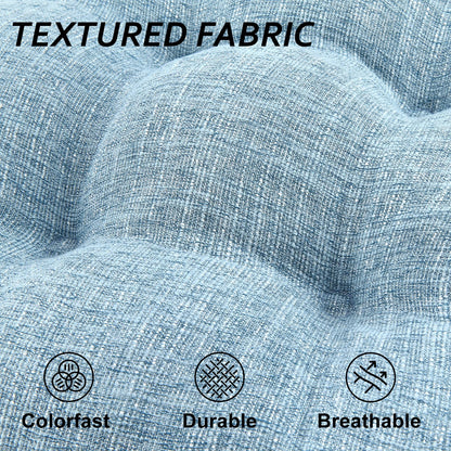 Basic Beyond Chair Cushions for Dining Chairs 4 Pack, Chair Cushion with Ties and Non Slip Backing, 15.5 x 15.5 inches Tufted Chair Pads for Dining Chairs(Baby Blue)