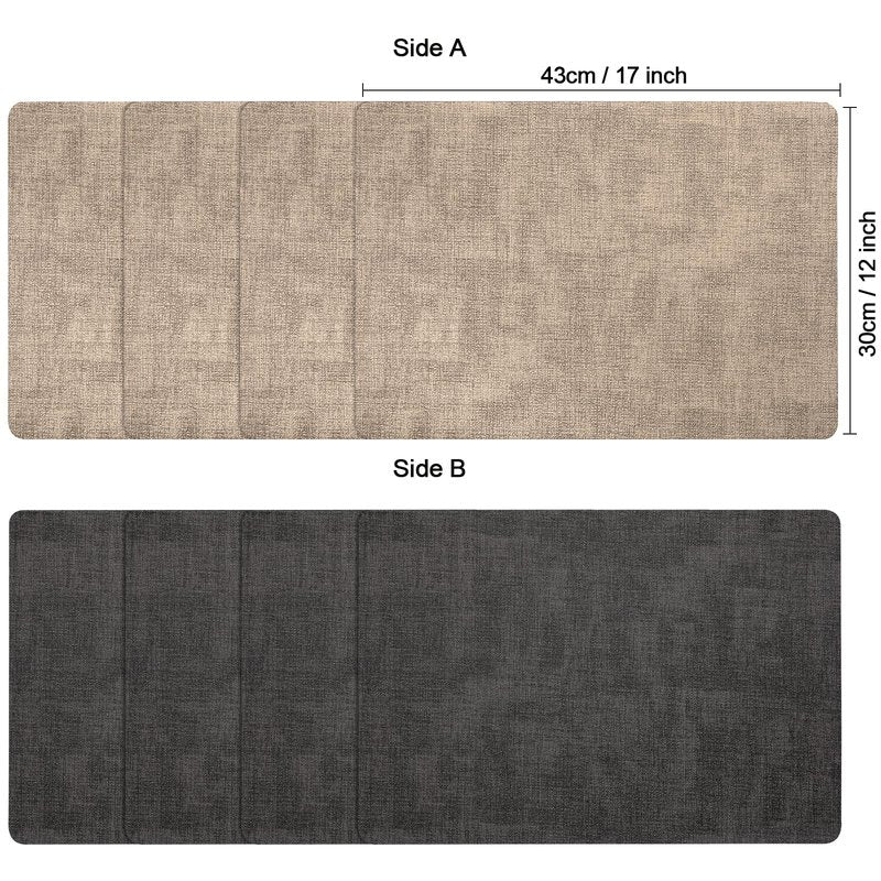 Myir JUN Placemats Dual Sided, Faux Leather Place Mats Set of 6 Indoor Placemat for Dining Table Outdoor Place Mat Manteles Individuales Square Non-Slip Washable Table Mats (Gray Beige, Set of 6)