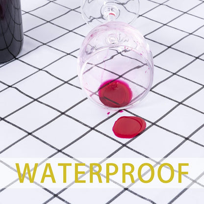 sancua Checkered Vinyl Rectangle Tablecloth - 54 x 78 Inch - 100% Waterproof Oil Proof Spill Proof PVC Table Cloth, Wipe Clean Table Cover for Dining Tables, Buffet Parties, White Checkered