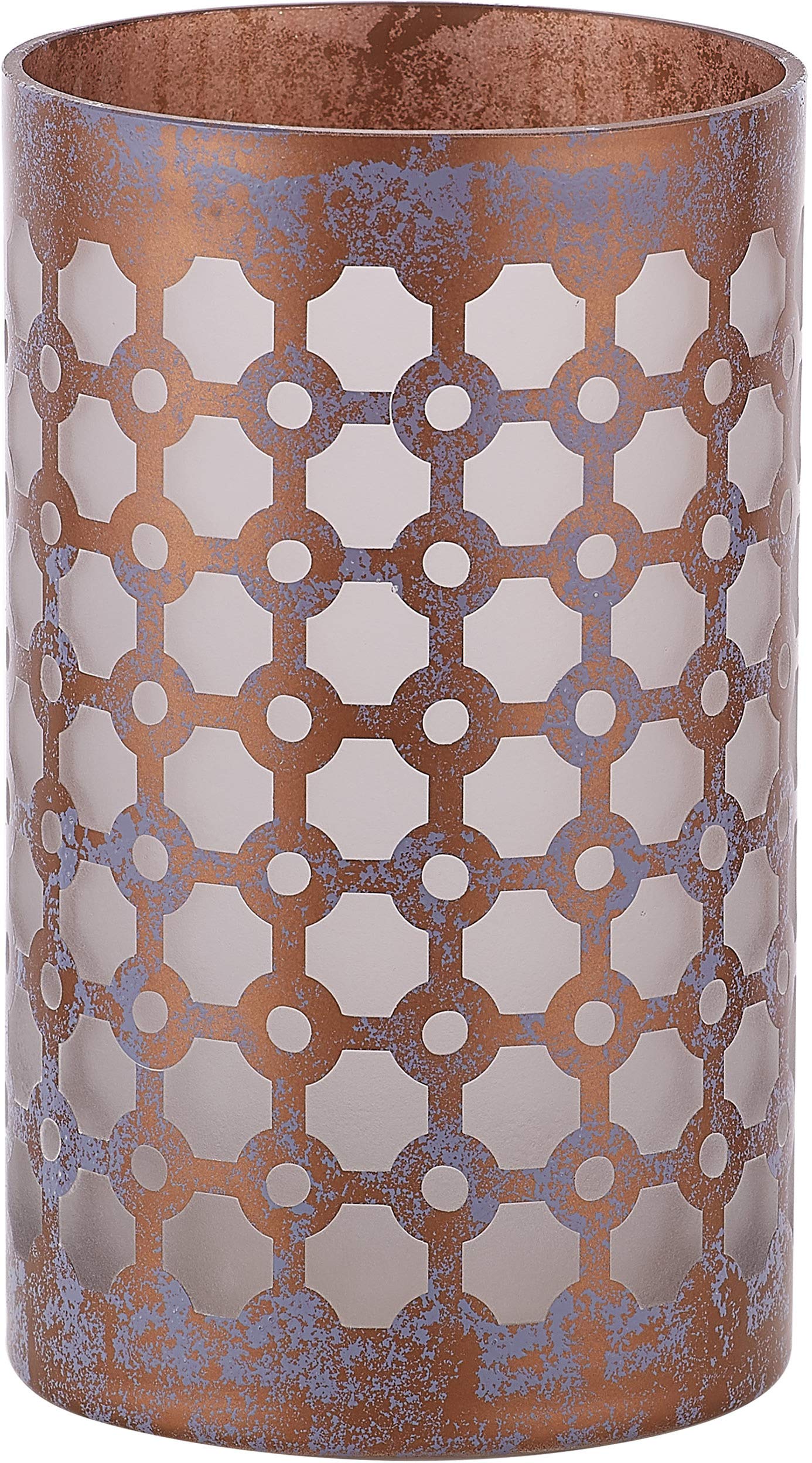 Pavilion Gift Company - Bronze and Purple Sponge Patterned Frosted Glass Candle Accessories Rounded Jar Candle Tray (Jar Holder)