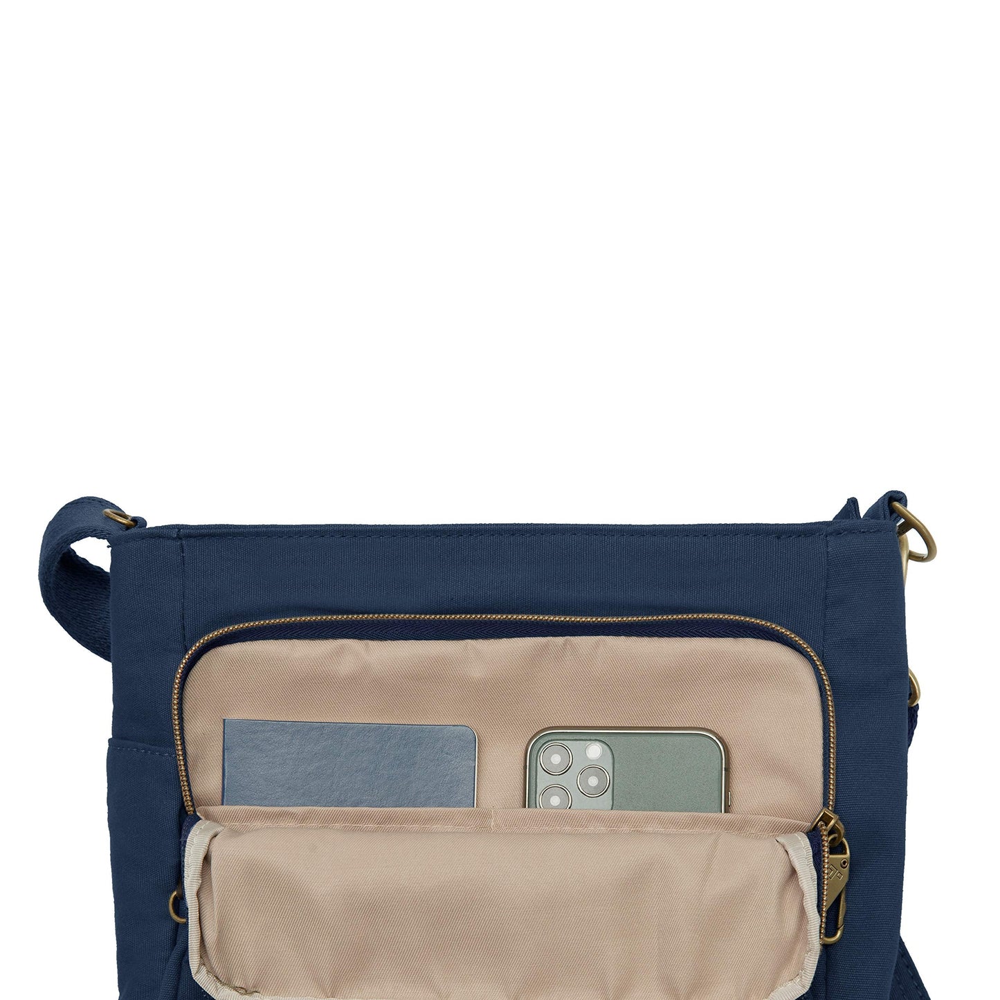 Travelon Unisex Adults Anti-theft Courier Tour Bag Tote, Navy, 11.5 X 11 X 3 US