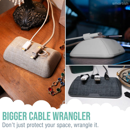Smartish® Magnetic Cord Holder - Cable Wrangler Organizer with Magnet Clips for Charger Management on Desktop, Nightstand, or Side Table for All Cables, USB-C, Lightning Cables - Lightly Toasted Beige