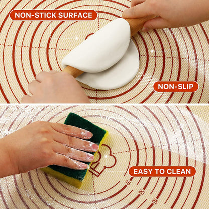 Silicone Baking Mat,36" x 24" Extra Thick Large Non Stick Sheet Mat with Measurement Non-slip Dough Rolling Mat,Reusable Food Grade Silicone Counter Mat for Making Cookies,Macarons,Bread and Pastry