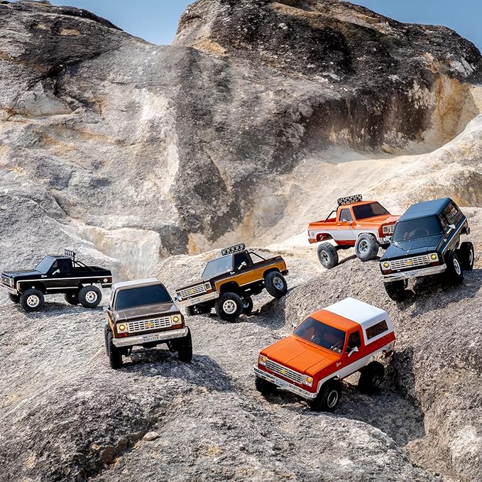 BEEZRC FMS 1/24 RC Crawler Officially Licensed Chevy K5 Blazer RC FCX24 RTR RC Pickup Truck SUV 4WD 2.4GHz 3CH Hobby RC Model 8km/h Mini Car Off-Road Remote Control Car (Orange)