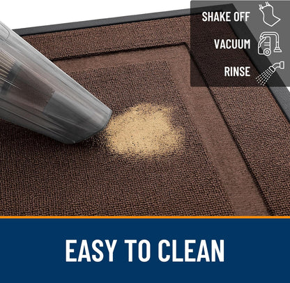 OLANLY Waterproof All-Season Front Door Mat - Sturdy Natural Rubber | Easy Clean, 47x23, Chocolate Brown