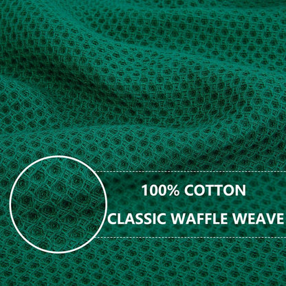 Homaxy 100% Cotton Waffle Weave Kitchen Dish Towels, Ultra Soft Absorbent Quick Drying Cleaning Towel, 13 x 28 Inches, 8-Pack, Dark Green