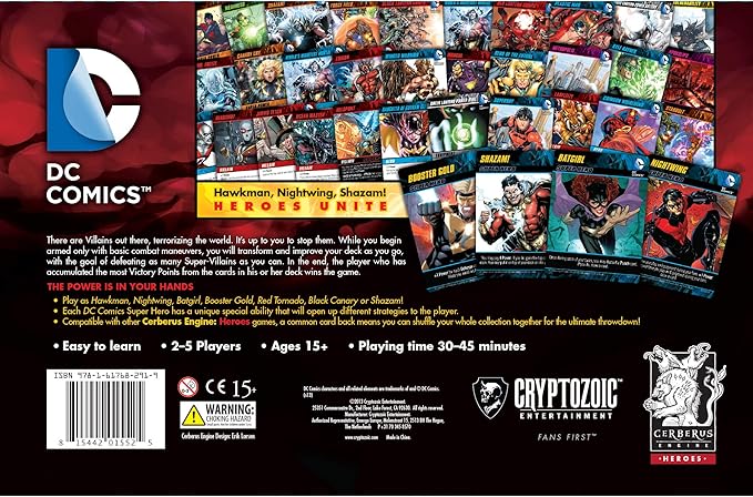 DC Deck-Building Game: Heroes Unite- Play as Hawkman Nightwingand Bat Girl from the DC Multiverse- Super Hero Board Game- For 2 to 5 Players - Ages 15+