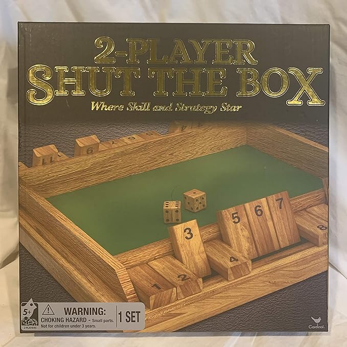 Cardinal 6040879 Two-Player Wood Shut The Box Game (4 Piece) Multicolor One Size