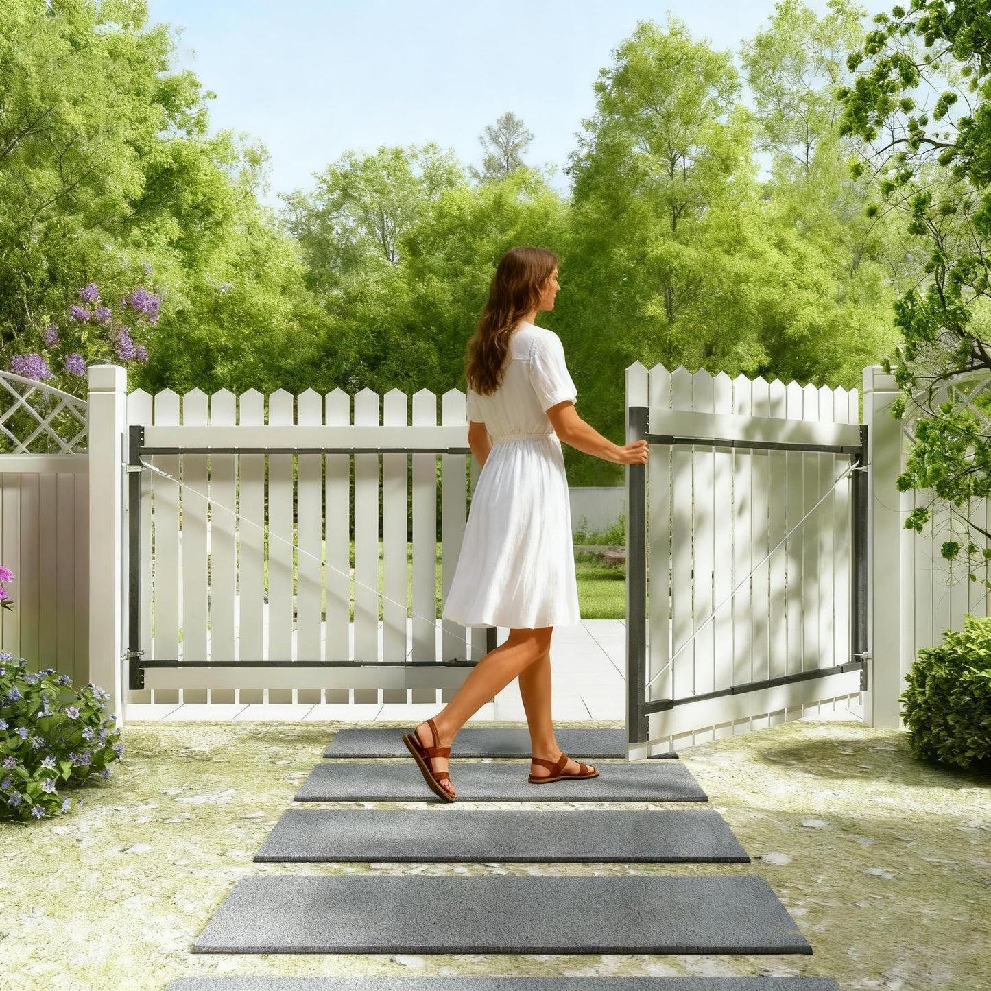 DIYHD Adjustable Full Frame Double Anti-Sag Gate Kit for 2x4 Lumber, Heavy Duty Powder-Coated Steel Hardware, Fits 33"-62" Wide, 4FT-5FT High Fence Gates for Garden, Driveway, Yard, Pool, 2 Pack